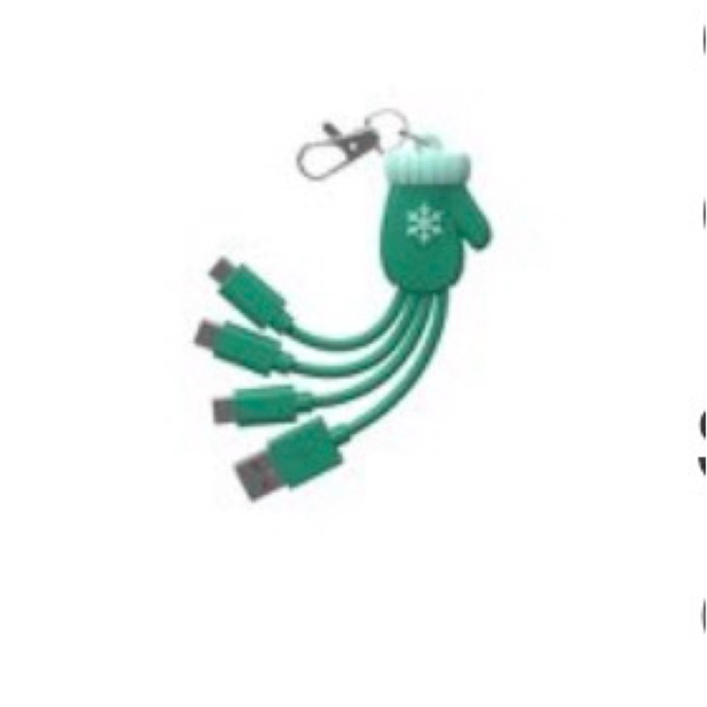 Green Multi-Connector Charging Cable with Keychain
